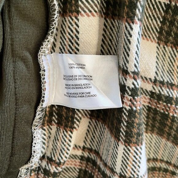 Orvis Plaid Flannel Button Shirt Men Cotton Green Brown Check Soft Heavy Medium - Picture 8 of 9